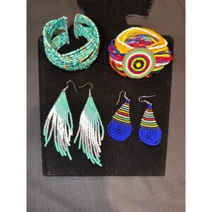 Seed bead Jewelry set of 2 bracelets and 2 sets of earings